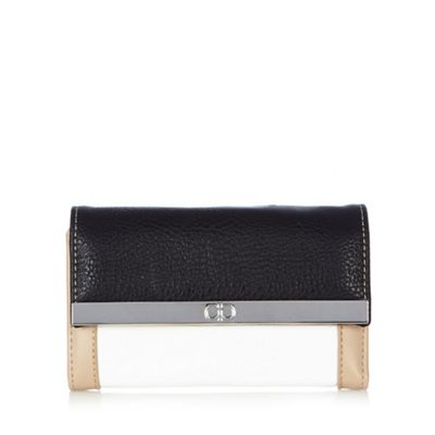 Black colour block bar medium purse